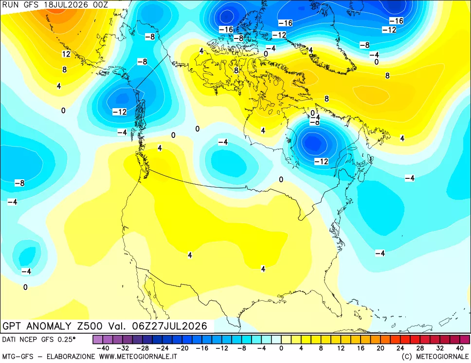 mappa 500 hPa GPT Anomaly vs Cli.No 1981-2010