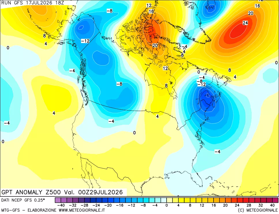 mappa 500 hPa GPT Anomaly vs Cli.No 1981-2010