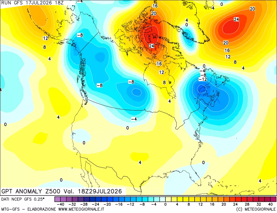 mappa 500 hPa GPT Anomaly vs Cli.No 1981-2010