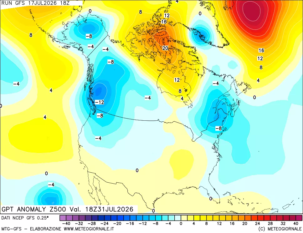 mappa 500 hPa GPT Anomaly vs Cli.No 1981-2010