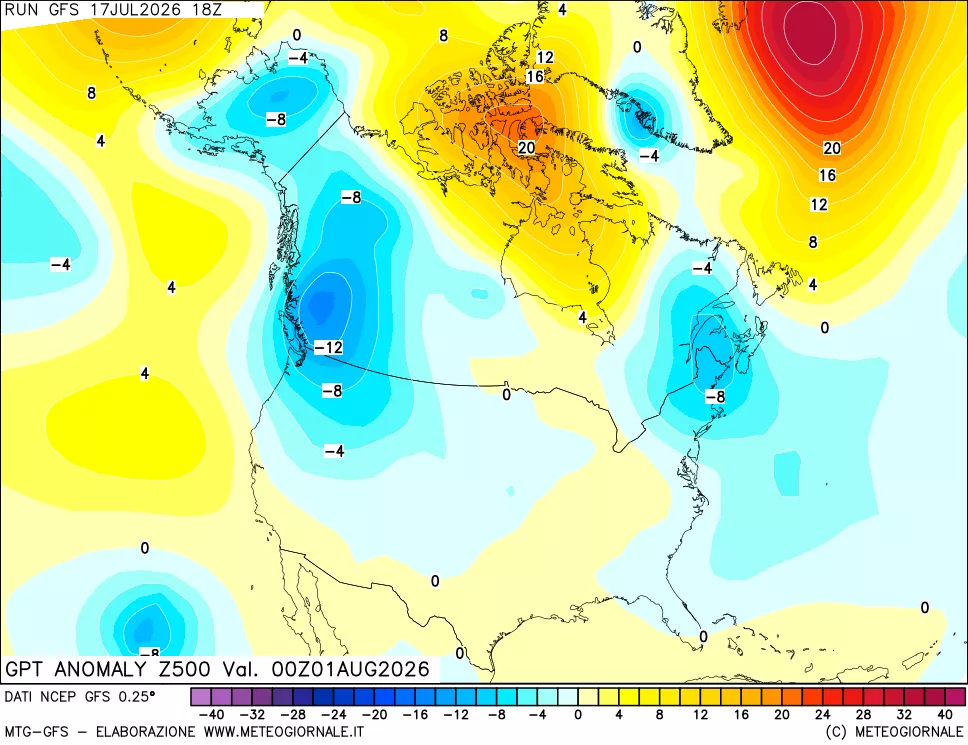 mappa 500 hPa GPT Anomaly vs Cli.No 1981-2010