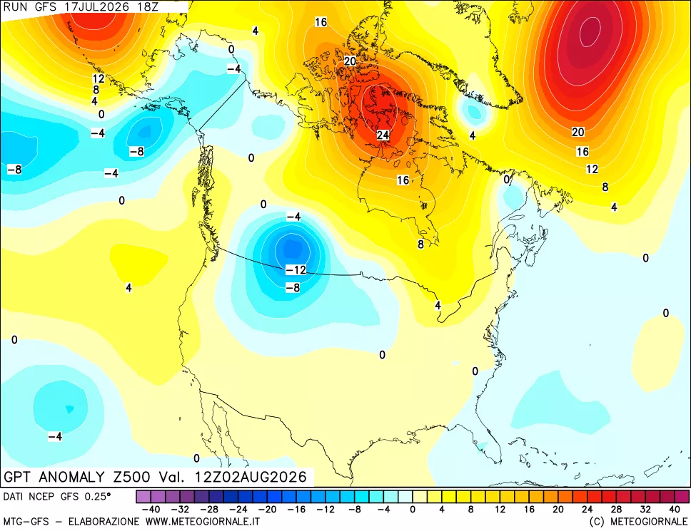 mappa 500 hPa GPT Anomaly vs Cli.No 1981-2010