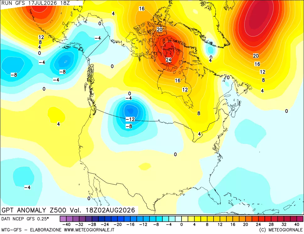 mappa 500 hPa GPT Anomaly vs Cli.No 1981-2010
