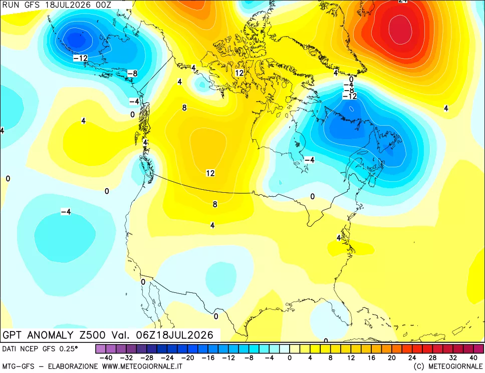 mappa 500 hPa GPT Anomaly vs Cli.No 1981-2010
