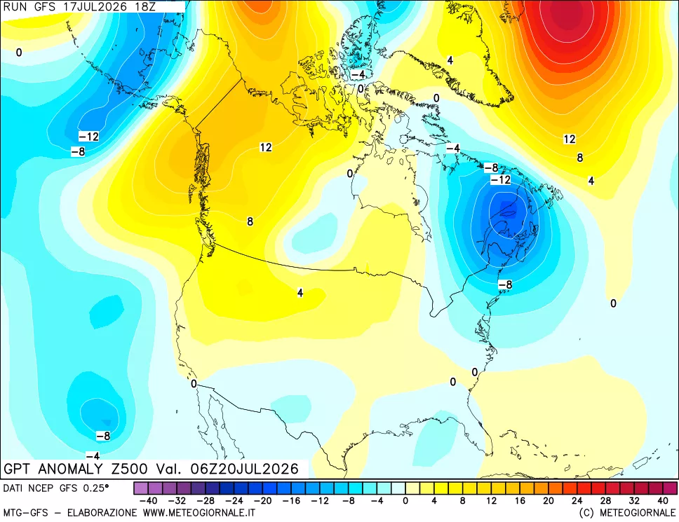 mappa 500 hPa GPT Anomaly vs Cli.No 1981-2010