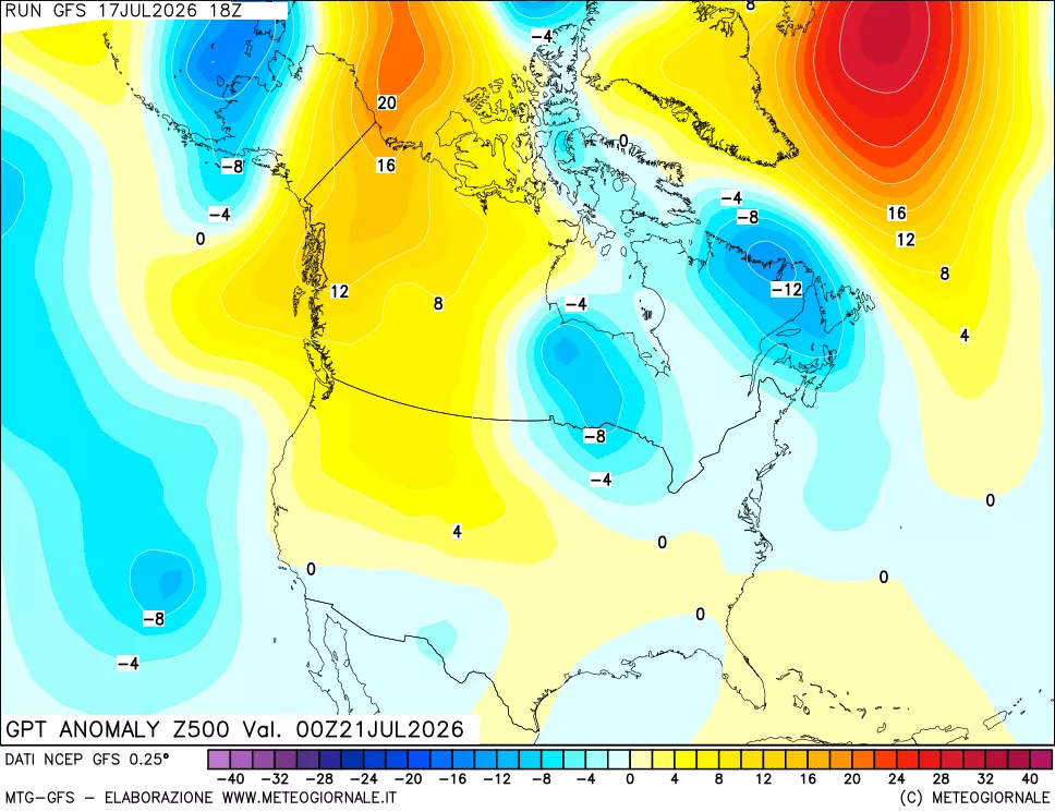 mappa 500 hPa GPT Anomaly vs Cli.No 1981-2010