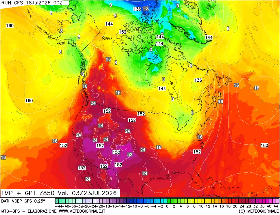 mappa 850 hPa Temp + GPT