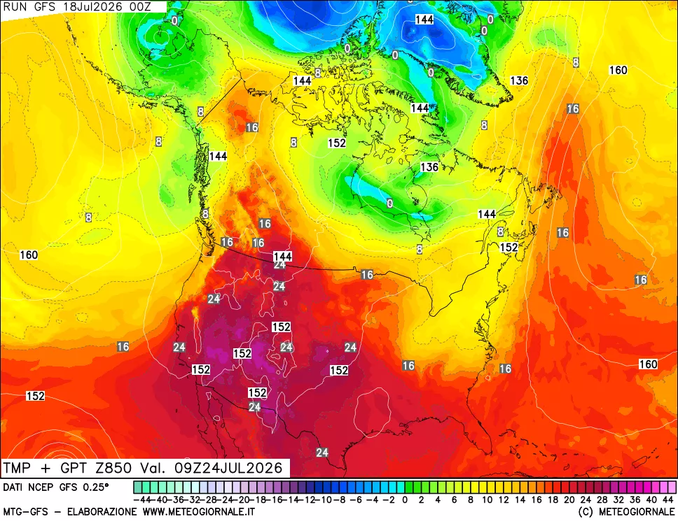 mappa 850 hPa Temp + GPT