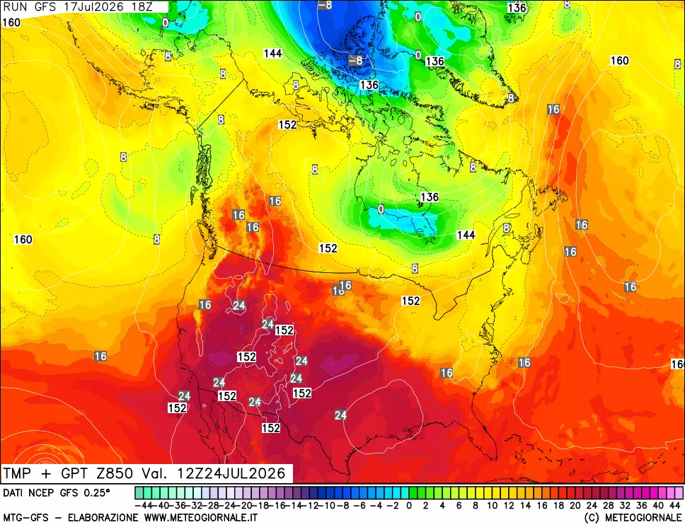 mappa 850 hPa Temp + GPT