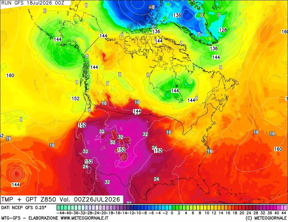 mappa 850 hPa Temp + GPT