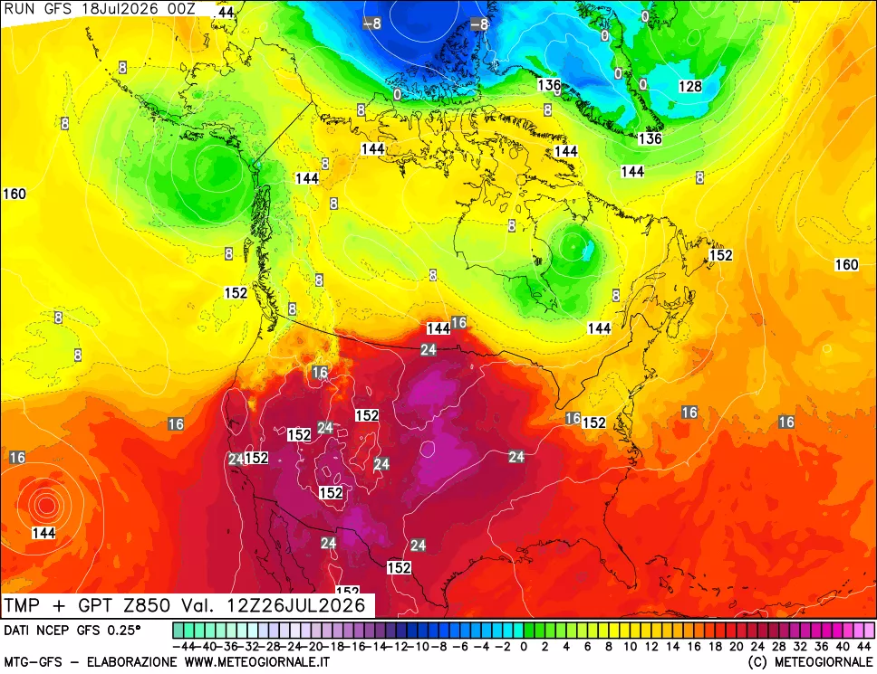 mappa 850 hPa Temp + GPT