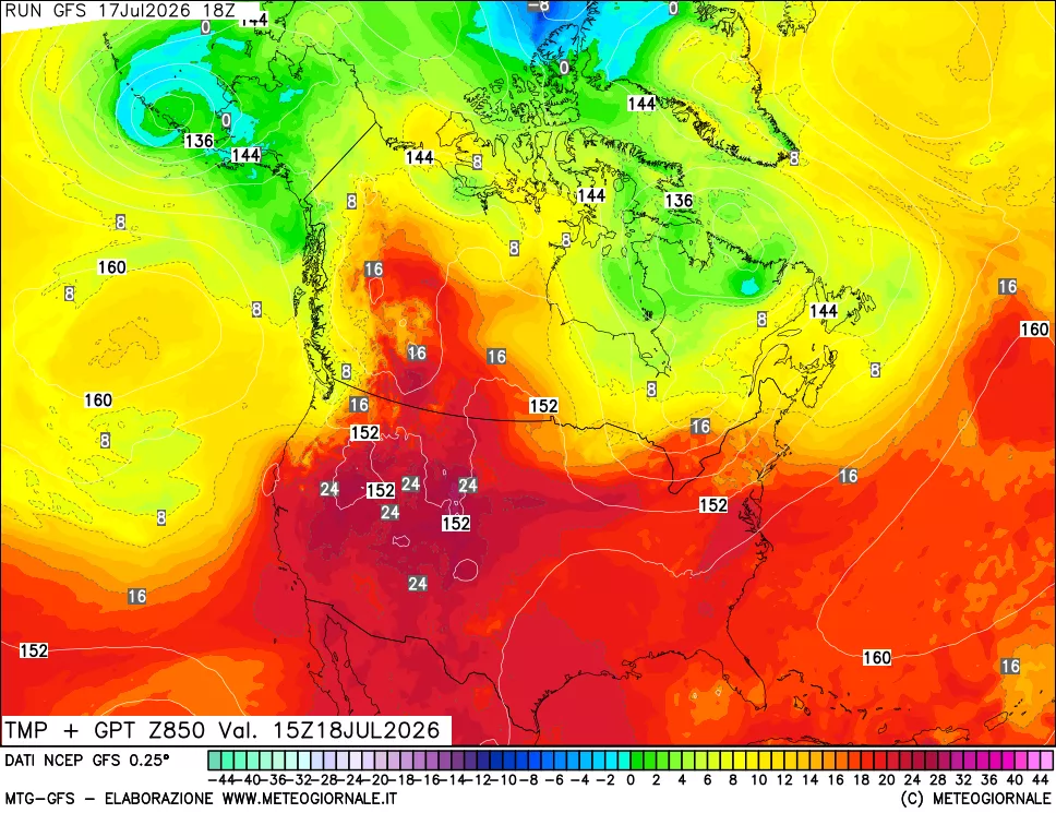 mappa 850 hPa Temp + GPT