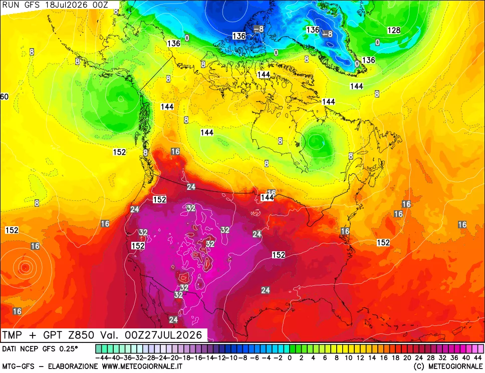 mappa 850 hPa Temp + GPT
