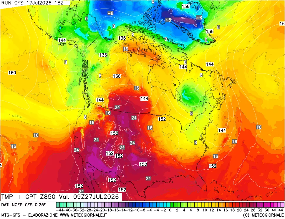 mappa 850 hPa Temp + GPT