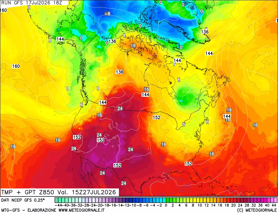 mappa 850 hPa Temp + GPT