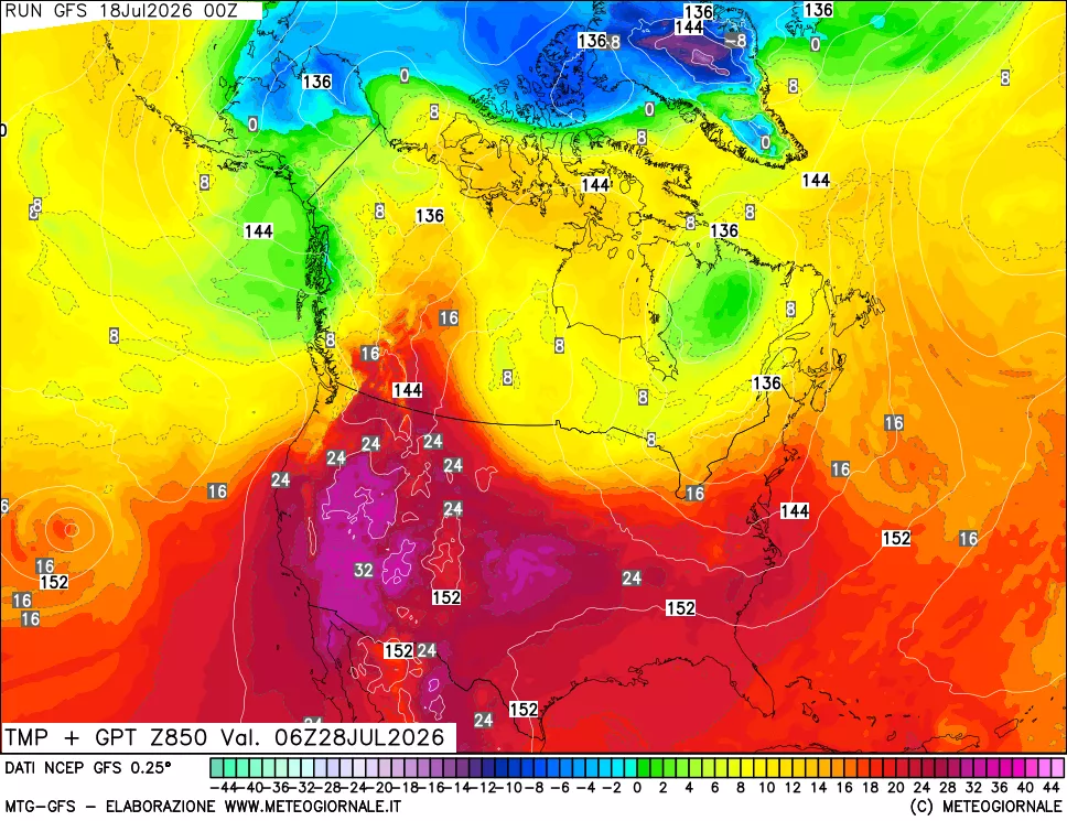 mappa 850 hPa Temp + GPT
