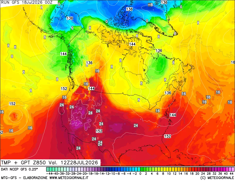 mappa 850 hPa Temp + GPT