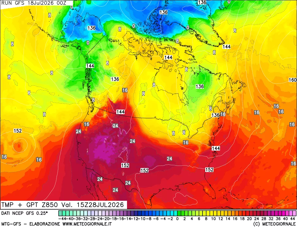 mappa 850 hPa Temp + GPT
