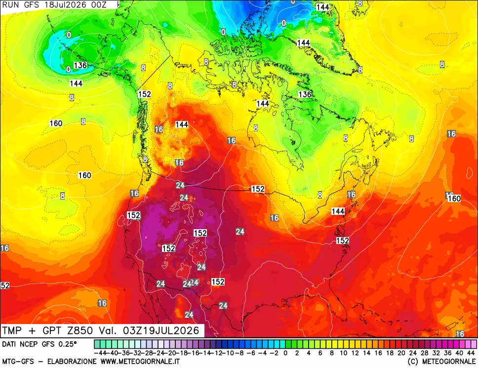 mappa 850 hPa Temp + GPT