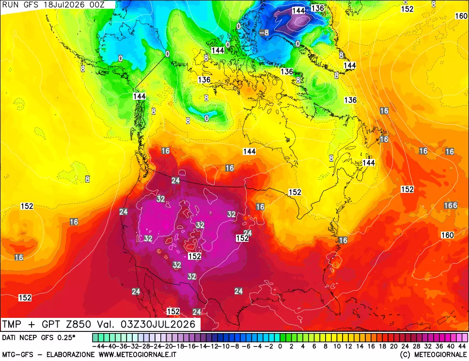 mappa 850 hPa Temp + GPT