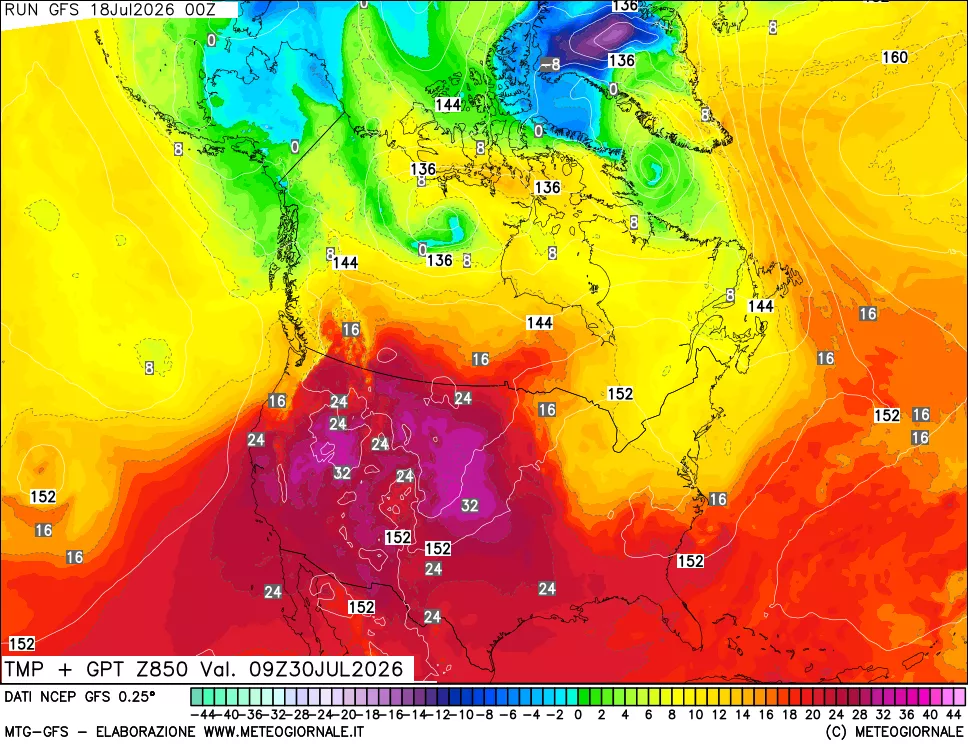 mappa 850 hPa Temp + GPT