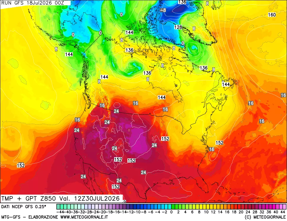 mappa 850 hPa Temp + GPT