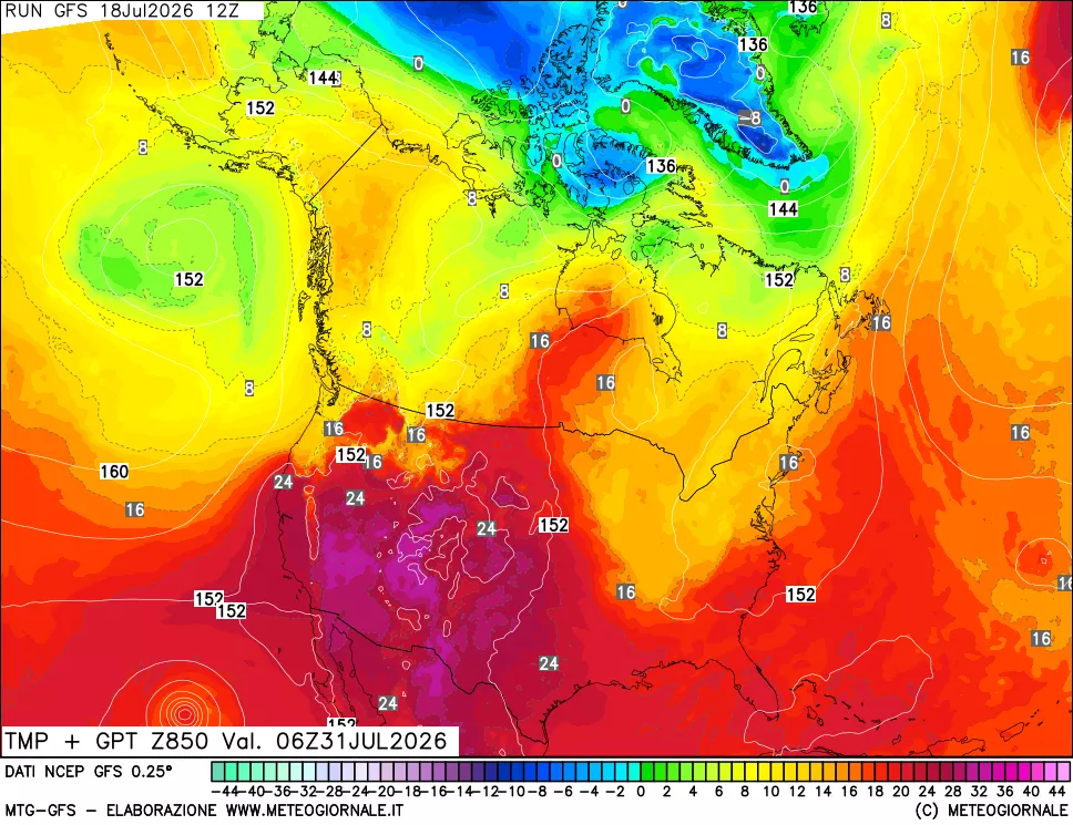 mappa 850 hPa Temp + GPT