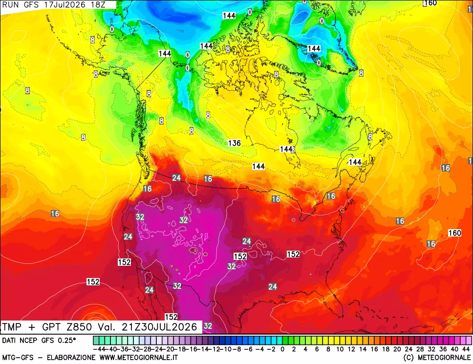 mappa 850 hPa Temp + GPT