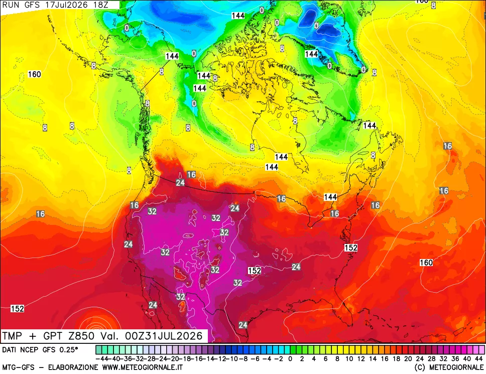 mappa 850 hPa Temp + GPT