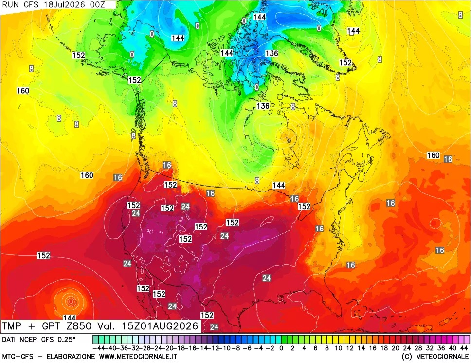 mappa 850 hPa Temp + GPT