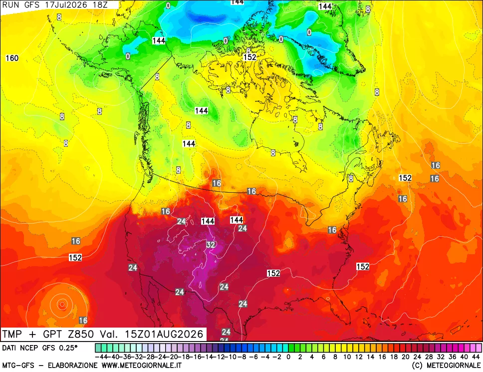 mappa 850 hPa Temp + GPT
