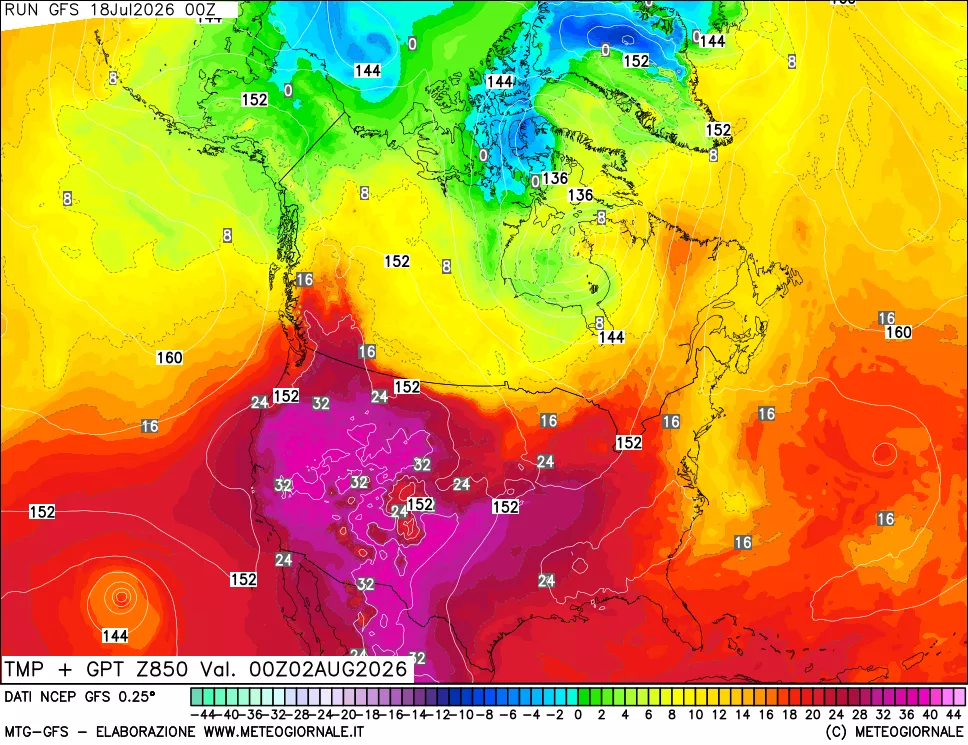 mappa 850 hPa Temp + GPT