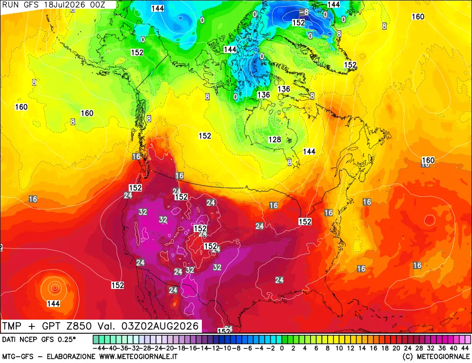 mappa 850 hPa Temp + GPT