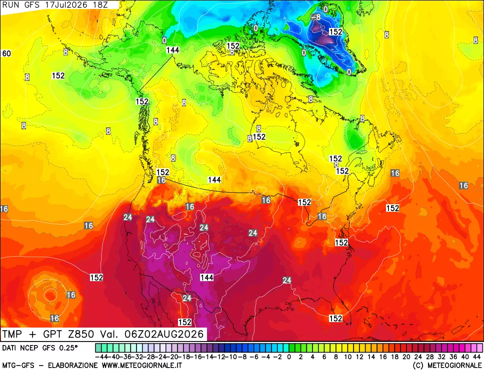 mappa 850 hPa Temp + GPT