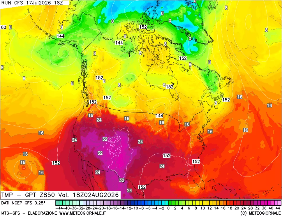 mappa 850 hPa Temp + GPT