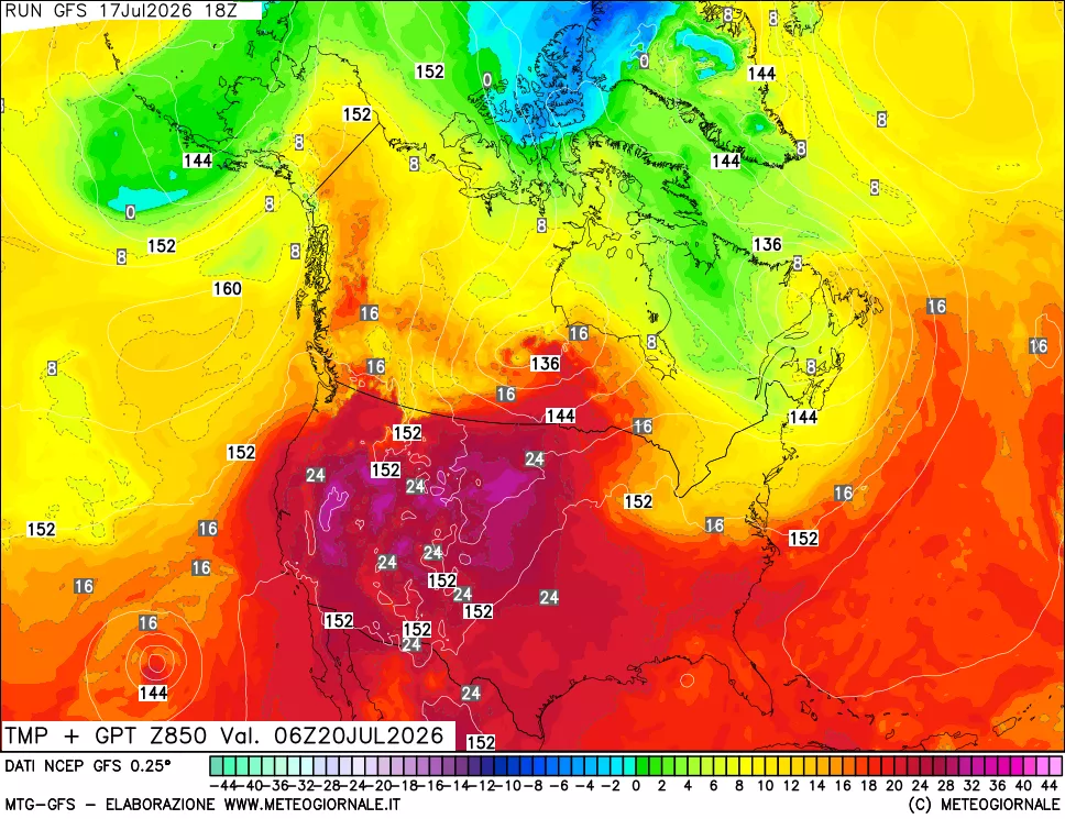 mappa 850 hPa Temp + GPT