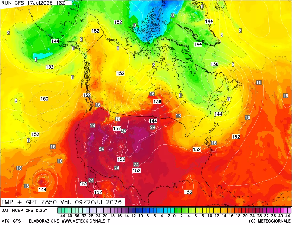 mappa 850 hPa Temp + GPT