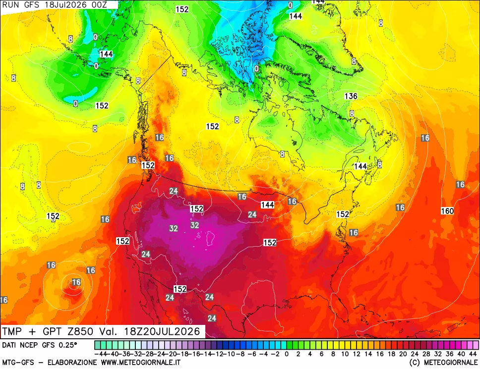 mappa 850 hPa Temp + GPT