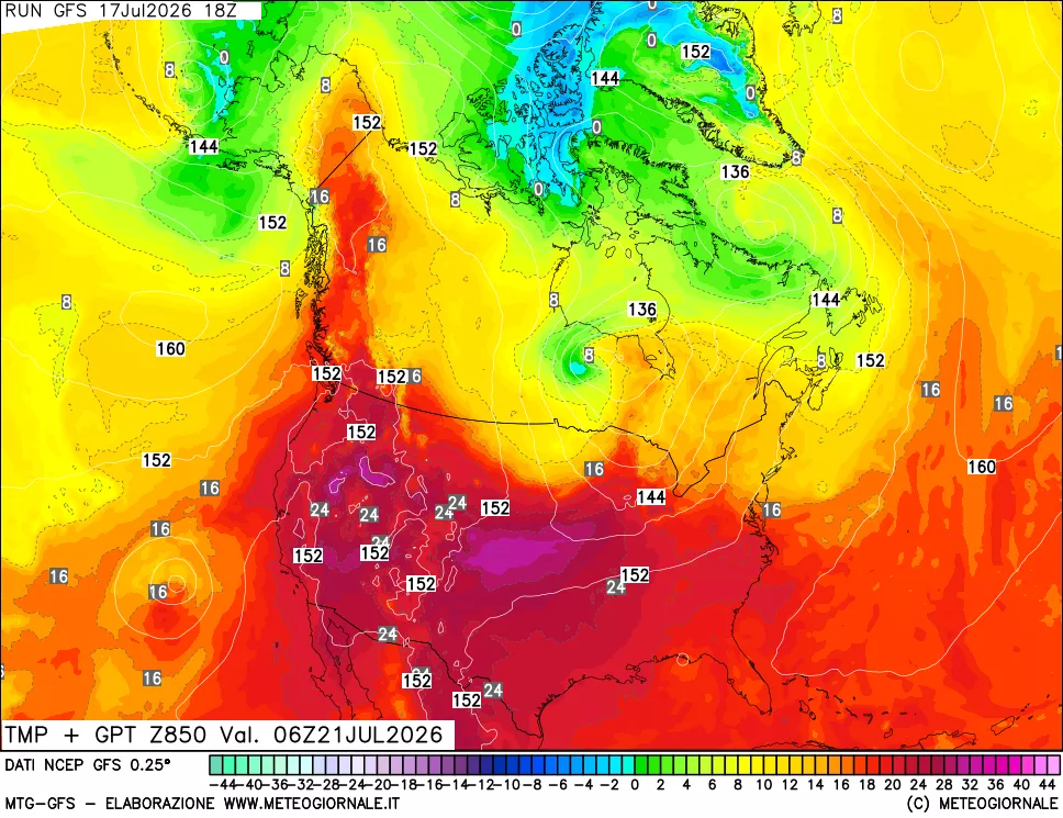 mappa 850 hPa Temp + GPT