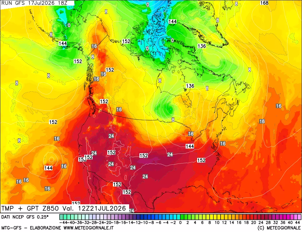 mappa 850 hPa Temp + GPT