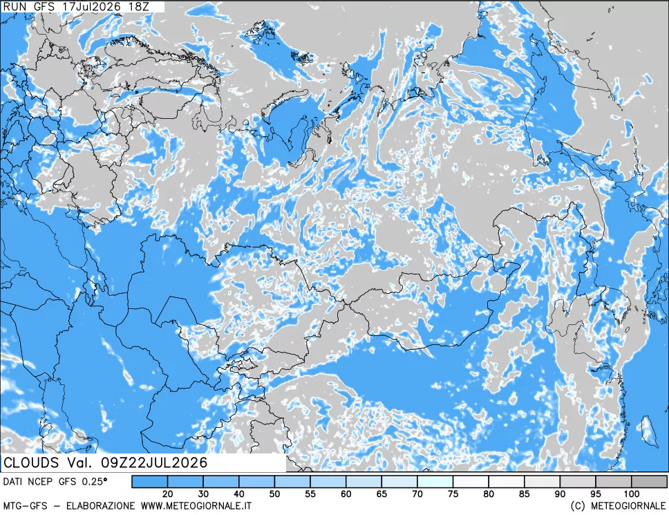 mappa Nuvolosit&agrave; totale