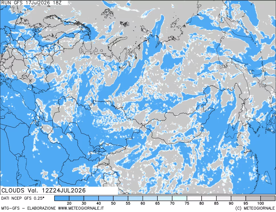 mappa Nuvolosit&agrave; totale