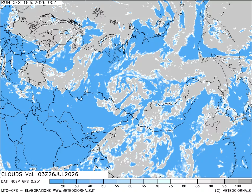 mappa Nuvolosit&agrave; totale