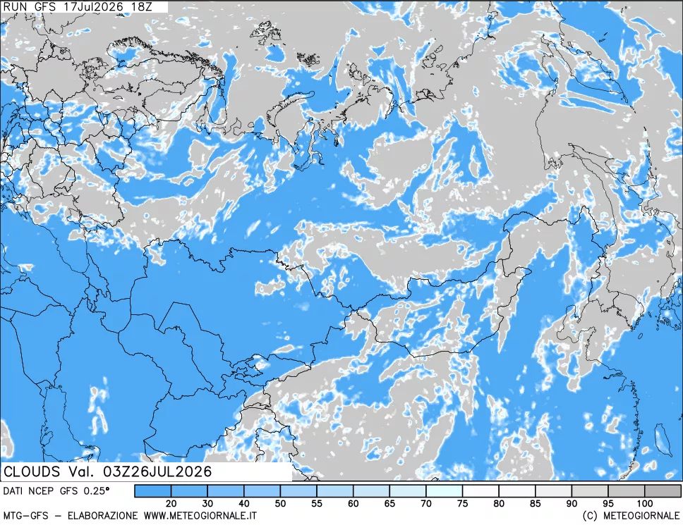 mappa Nuvolosit&agrave; totale