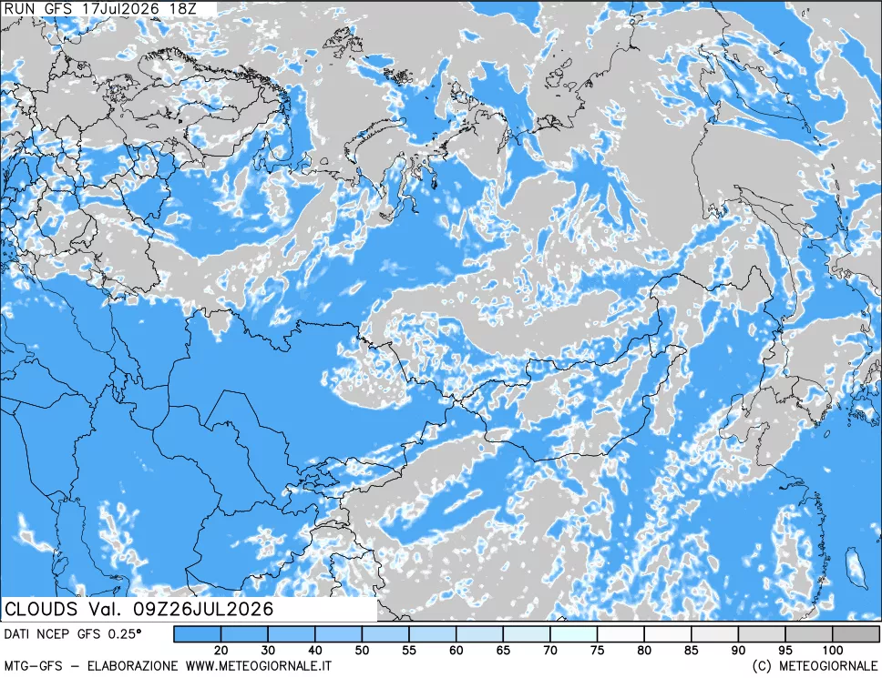 mappa Nuvolosit&agrave; totale