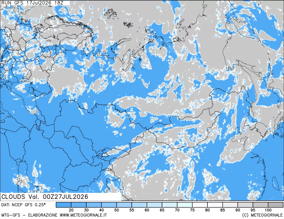 mappa Nuvolosit&agrave; totale