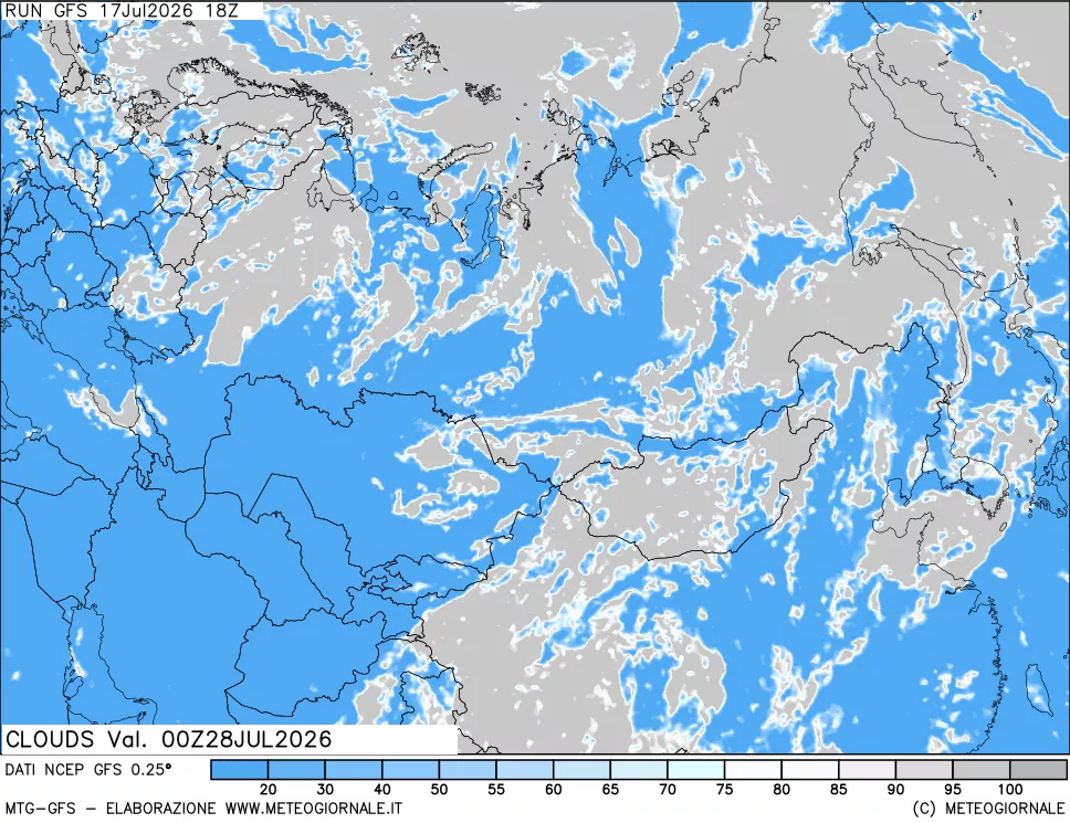 mappa Nuvolosit&agrave; totale
