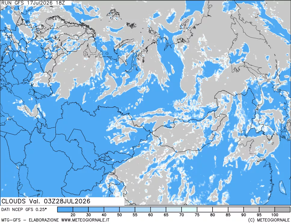 mappa Nuvolosit&agrave; totale