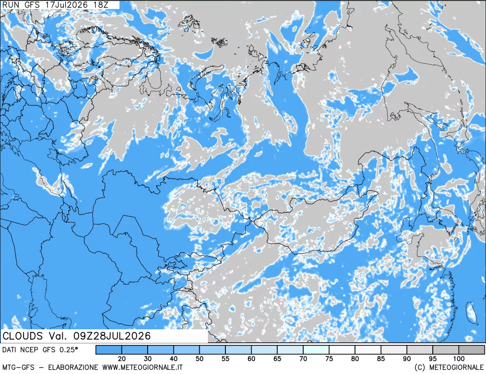 mappa Nuvolosit&agrave; totale