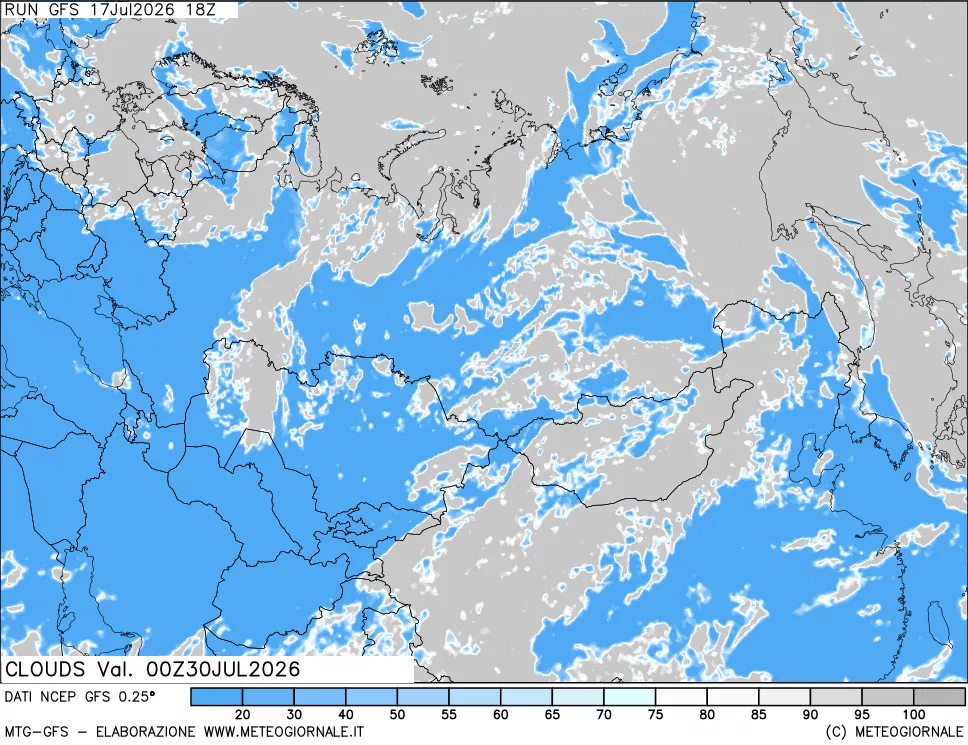 mappa Nuvolosit&agrave; totale